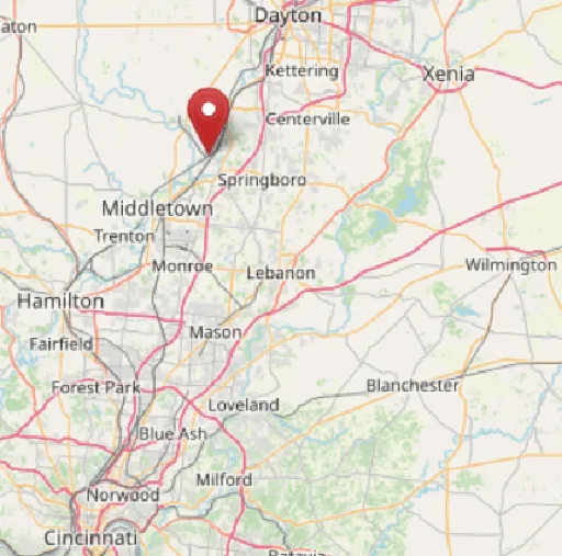 Cincinnati–Dayton service area map